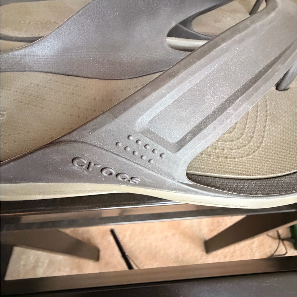 CROCS Men Iconic - Comfort Thomg Sandal Gray and Tan - Picture 3 of 9